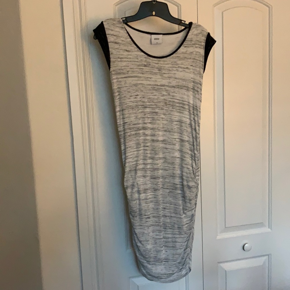 White and black maternity dress